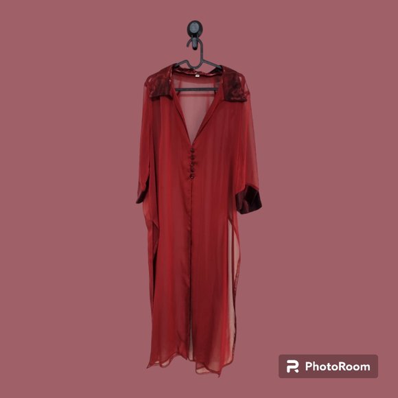VINTAGE 90s' red sheer cover up - Picture 1 of 8